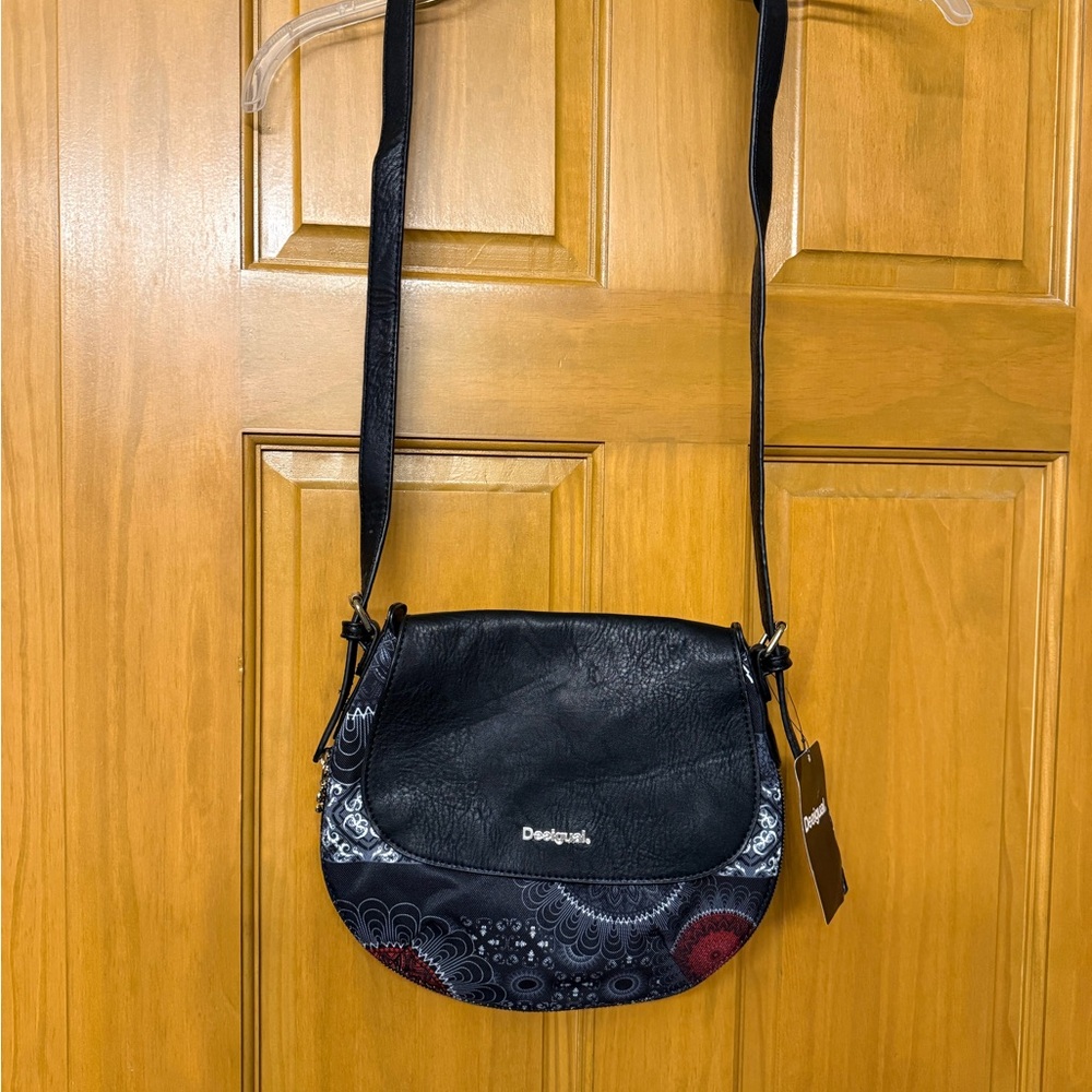 NWT Desigual Genova Barbados Crossbody Bag Black Mandala Print Boho